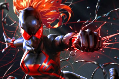 Black Widow on Derrick Chew's variant cover for Thunderbolts #1