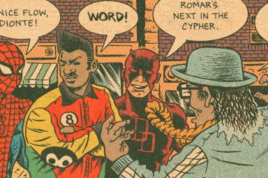 Spider-Man and Daredevil attend a cypher in Hip Hop Family Tree: The Omnibus