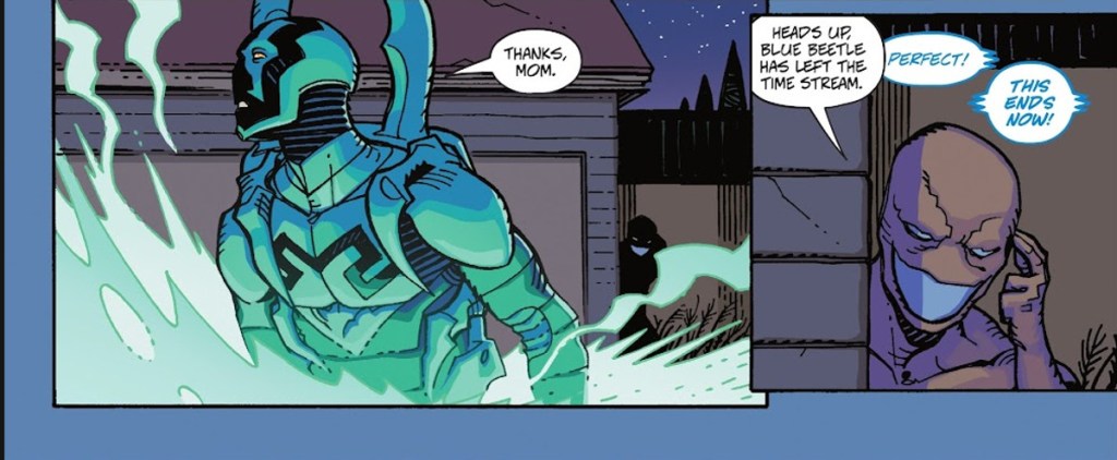 Heckler spies on Blue Beetle Jaime Reyes