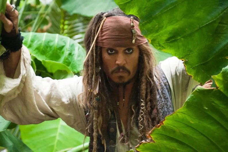 Johnny Depp as Captain Jack Sparrow in Pirates of the Caribbean.