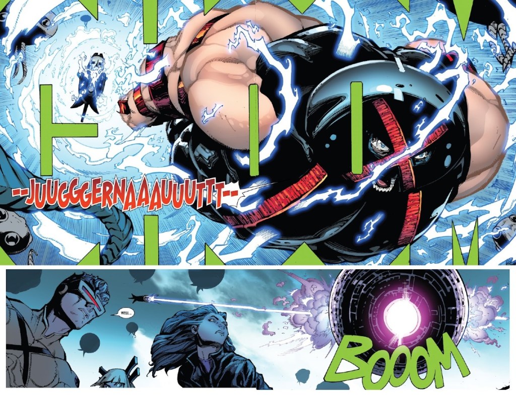 X-Men 2 and Juggernaut in ultimate fastball special via human rail gun