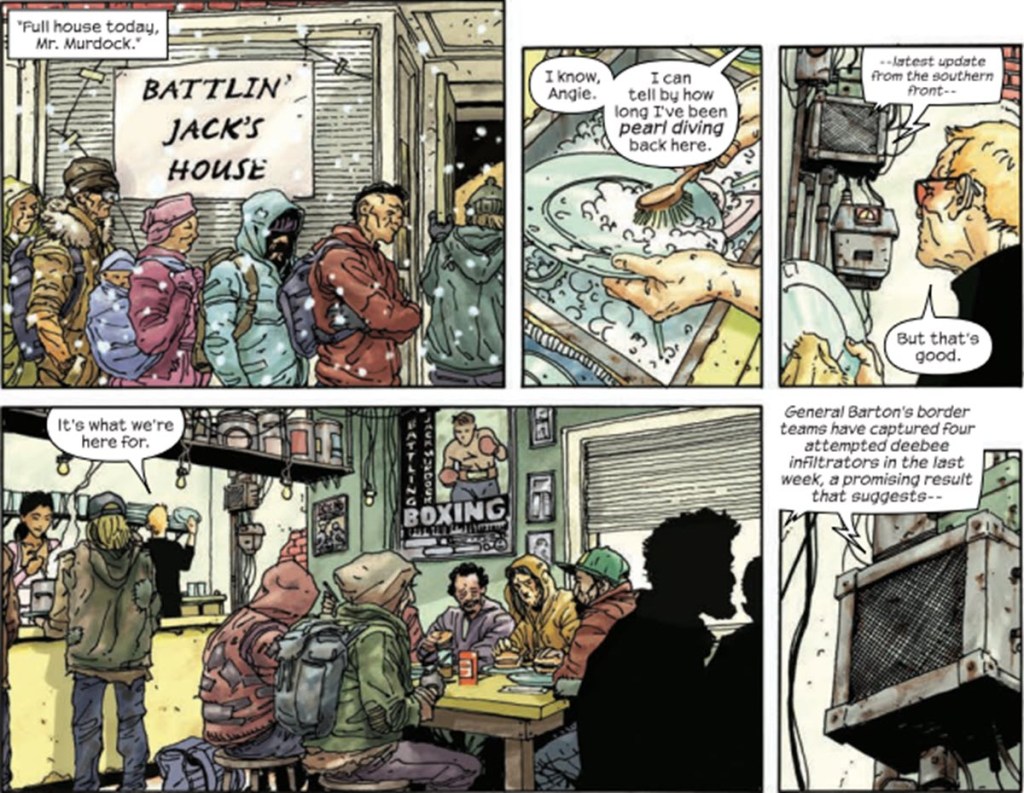 Matt Murdock works at soup kitchen in Daredevil Cold Day in Hell 1