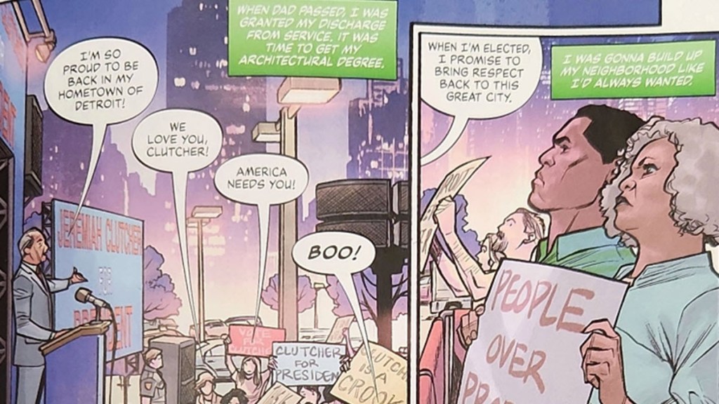 John Stewart at protest in Batman Superman Worlds Finest Annual 2025