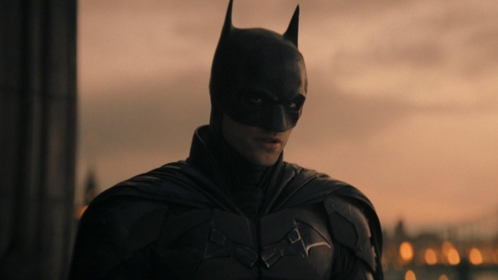 Robert Pattinson wears the batsuit in The Batman.