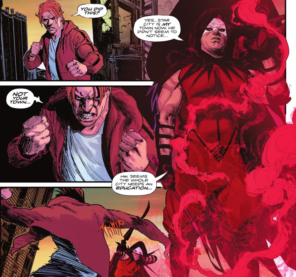 Arsenal fights Crimson Archer in Green Arrow 25