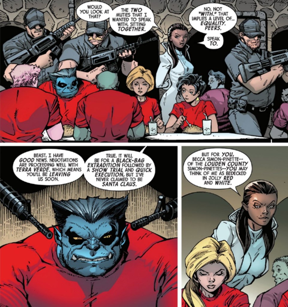 Beast Jubilee and Calico in Mutant Prison in X-Men