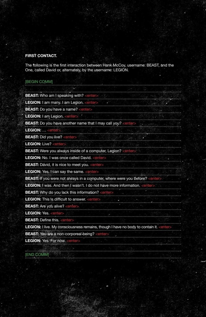 Beast talks to Legion in Ultimate Wolverine 6