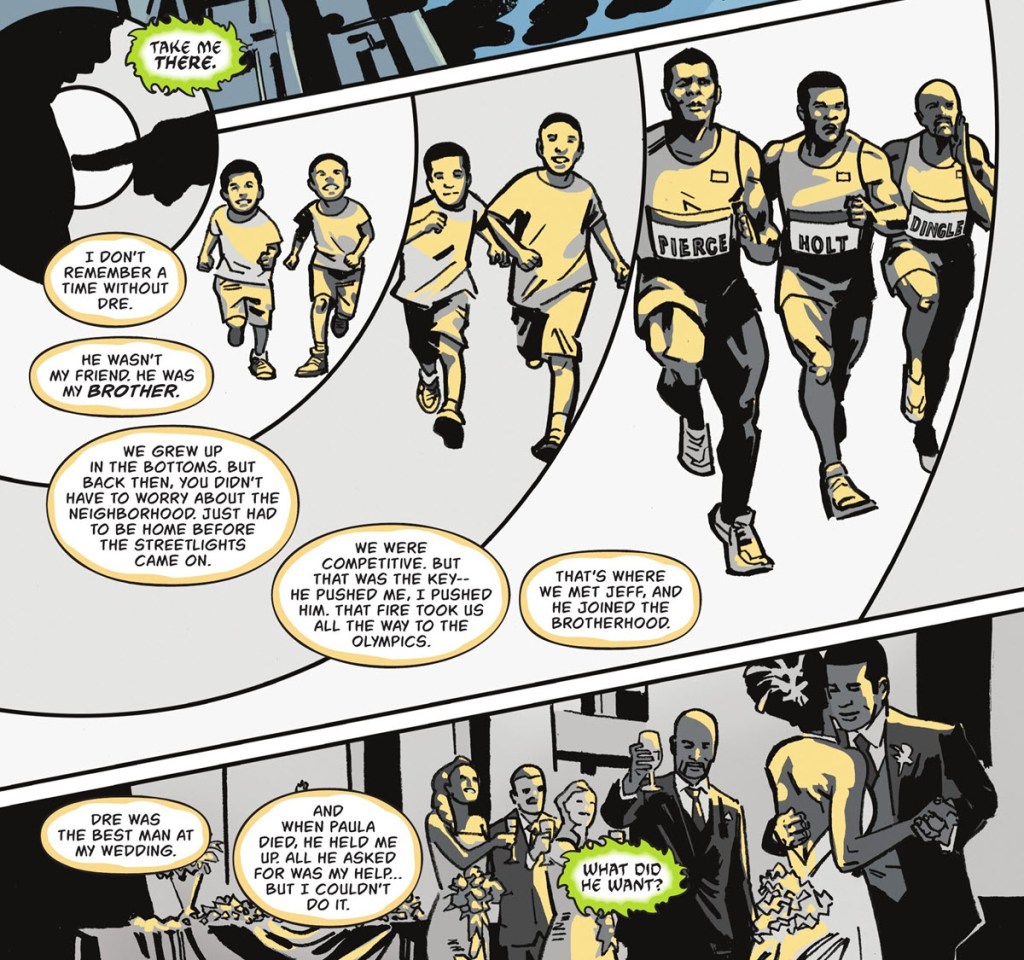 Black Lightning and Mr Terrific meet at Olympics