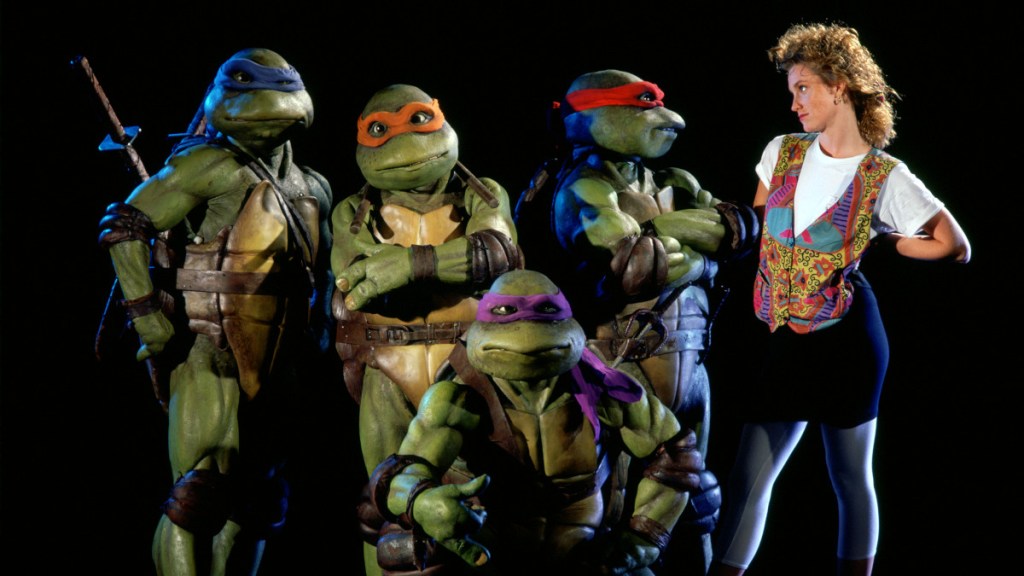 Teenage Mutant Ninja Turtles and April Publicity Still From First Movie