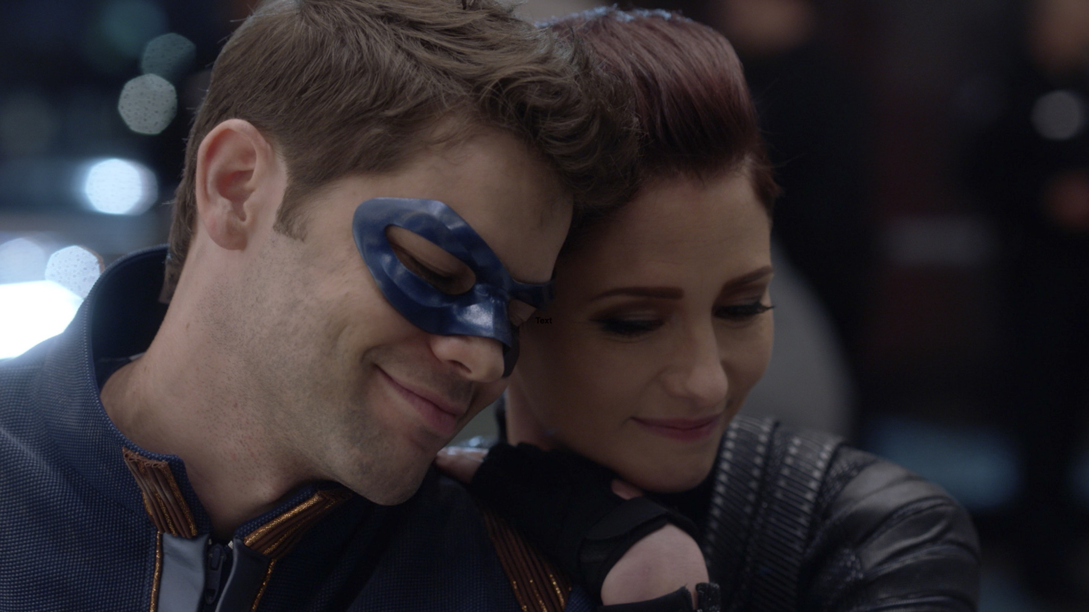 Jeremy Jordan as Winn Schott and Chyler Leigh as Alex Danvers