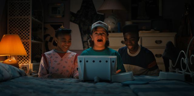 Priah Ferguson as Erica Sinclair, Gaten Matarazzo as Dustin Henderson and Caleb McLaughlin as Lucas Sinclair 