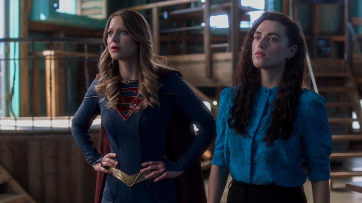 Melissa Benoist as Supergirl and Katie McGrath as Lena Luthor