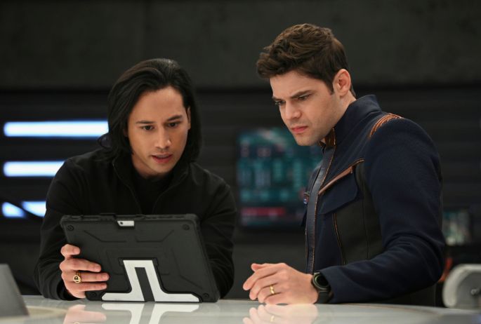 Jesse Rath as Brainiac-5 and Jeremy Jordan as Winn Schott 