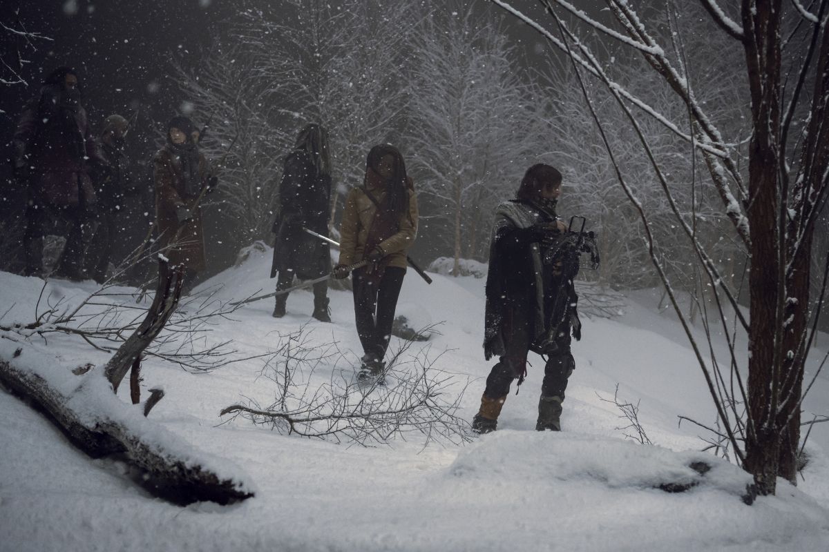 Norman Reedus as Daryl Dixon, Danai Gurira as Michonne, Khary Payton as Ezekiel, Melissa McBride as Carol Peletier, Cooper Andrews as JerryÂ - The Walking Dead _ Season 9, Episode 16 - Photo Credit: Gene Page/AMC